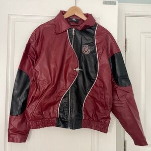 Thesupermade Faux-Leather Burgundy Jacket